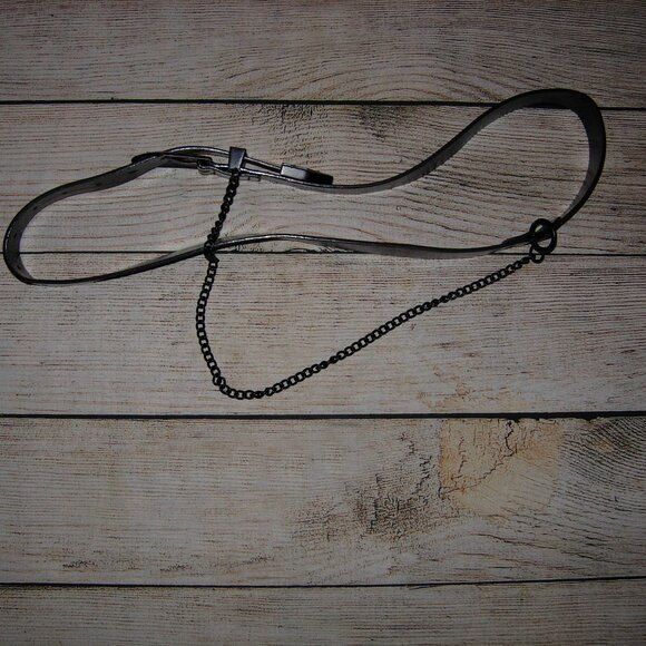 TOPSHOP Black Belt With Black Chain M/L - Picture 2 of 4